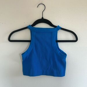 Blue Ribbed Crop Top